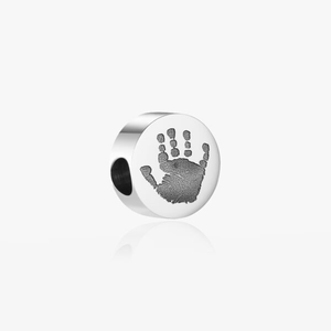 Silver Circle PandoraCompatible Handprint Or Footprint Charm