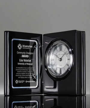 Black Piano Finish Book Clock Award