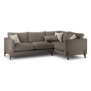 Jude Left Hand Corner Sofa in Oscar Mocha Fabric with Walnut Finished Feet