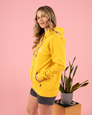 Ocean Stripe Womens Zip Hoodie in Yellow