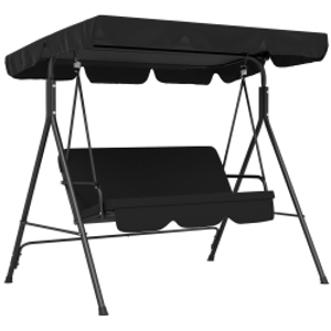 Outsunny Three-Seater Garden Swing Chair, with Adjustable Canopy - Black
