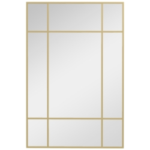 HOMCOM Espejo Rectangular de Pared Espejo de Ventana 90x60 cm con Marco de Metal Espejo Decorativo para Salón Dormitorio Dorado