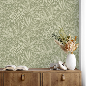 Crown Sahara Leaf Fern Green Wallpaper - M1780