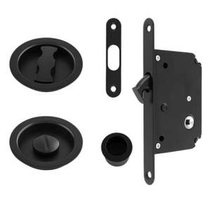 Inset Privacy Turn and Release for 35-45mm Door With Lock and Edge Pull Matt Black