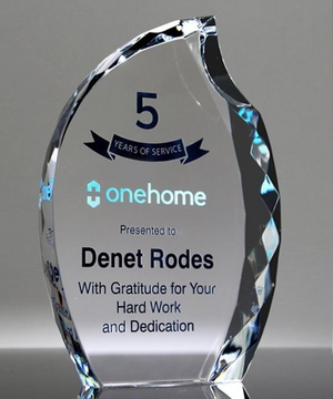 Faceted Crystal Flame Trophy - Full Color Imprint