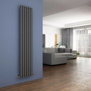 ELEGANT 1800x480mm Anthracite Oval Single Panel Designer Radiator Vertical Grey Radiator