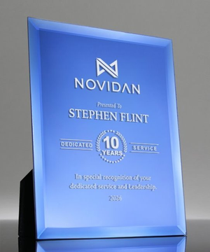 Mirrored Crystal Blue Plaque
