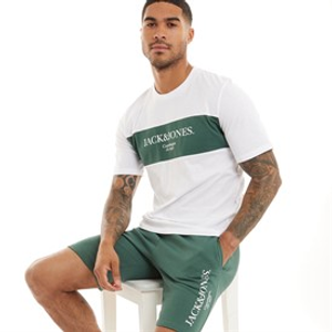 JACK & JONES Mens Chester T-Shirt And Shorts Set Trekking Green