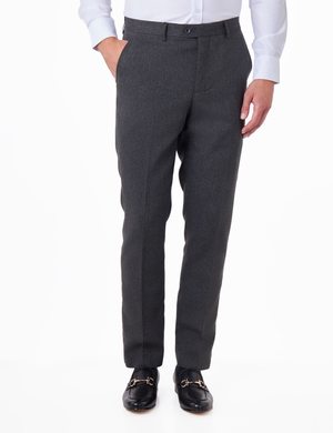 CALIX – Wool Mix Herringbone Tailored Dark Grey Suit Trousers
