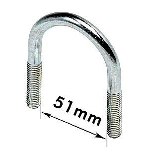 U - Bolts 1 1/2" Nominal Bore, 51mm Width Between Legs, Mild Steel Bright Zinc Plated (M10) Bolt only