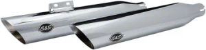 S&S Cycle Slash Cut Race Slip-On Mufflers In Chrome For Harley Davidson 2018-2024 Softail & 2018-2026 Breakout & Fat Boy Models (550-0736)