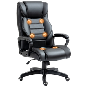 Vinsetto High Back Executive Office Chair 6- Point Vibration Massage Extra Padded Swivel Ergonomic Tilt Desk Seat, Black