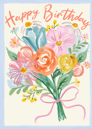 Painted Summer Flower Bouquet Birthday Card