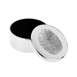 Round Silver Fingerprint Trinket Box