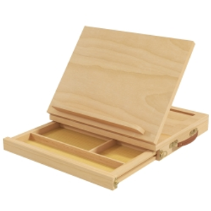 Vinsetto Caballete de Mesa de Madera Caja de Caballete de Pintura Plegable con Cajón y Altura Ajustable 33,5x26x26 cm Natural