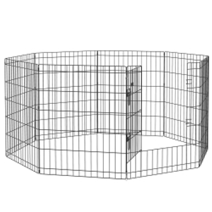 PawHut Corralito para Perros de 8 Paneles 76x61 cm Forma Personalizada con Puerta y Doble Cerradura para Jardín Patio Negro