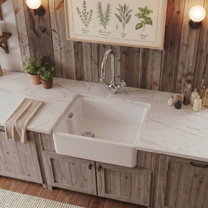 Single Bowl Fireclay Ceramic Belfast Sink Bundle with Overflow, Mono Mixer Tap & Waste