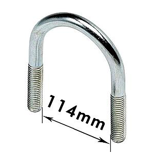 U - Bolts 4" Nominal Bore, 114mm Width Between Legs, Mild Steel Bright Zinc Plated (M12) Bolt only