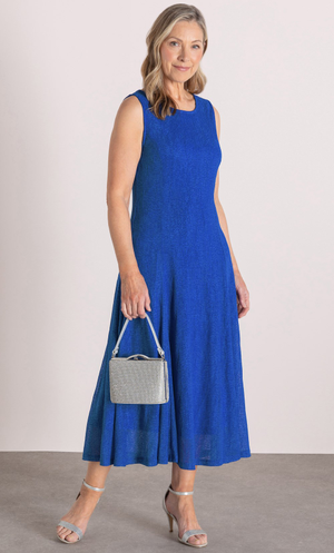 Anna Rose Sleeveless Mesh Midi Dress - Cobalt