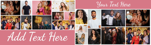 Personalised Party Banner - Pink Photo Collage - Custom Text &amp; 19 Photo Upload