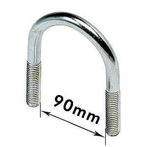 U - Bolts 3" Nominal Bore, 90mm Width Between Legs, Mild Steel Bright Zinc Plated (M12) Bolt only