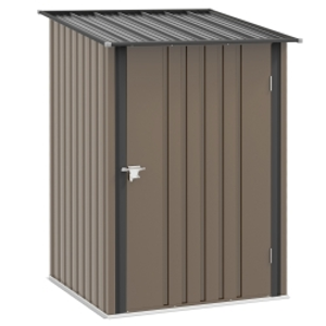 Outsunny 3.3 x 3.4ft Lean To Steel Garden Shed with Locking Door - Brown/Grey