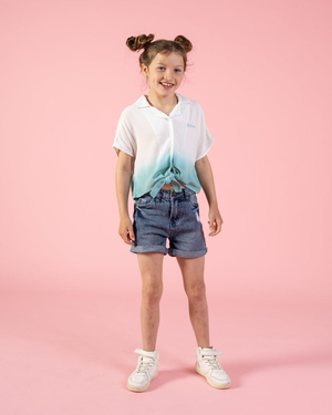 Shelby Kids Front Knot Shirt in Turquoise