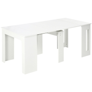 HOMCOM Mesa de Comedor Extensible para 4-6 Personas Mesa Auxiliar Multifuncional para Estudio Cocina 180x85x75 cm Blanco