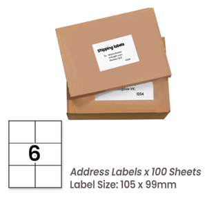 100 Sheets A4 White Self Adhesive Paper Address Mailing Laser Inkjet Sticker Labels 105 x 99mm - 6 Labels Per Sheet