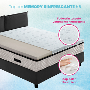 Topper memory fresco H6, correttore materasso CON TESSUTO RINFRESCANTE sfoderabile - STAR FOAM FRESH 6