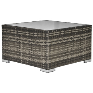 Outsunny Square PE Wicker Rattan Table with Glass Top - Dark Grey