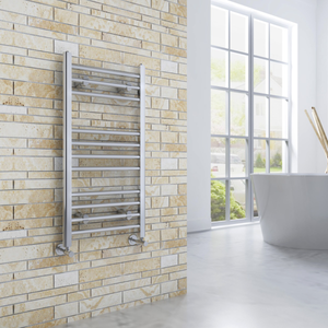 ELEGANT 800x400mm Straight Chrome Heated Towel Rail Radiator Bathroom Central Heating