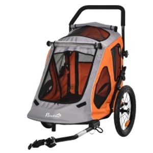 PawHut 2-IN-1 Dog Bike Trailer Pet Carrier Stroller Reflector 140 x 71 x 105cm