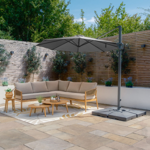 Maze - Helios 3m Round Rotating Cantilever Parasol with Base - Charcoal Grey