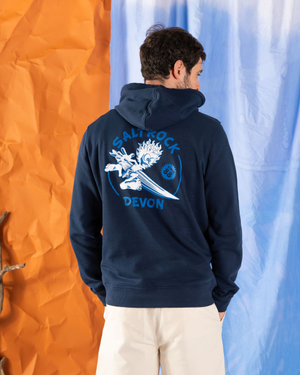 Wave Rider Devon Mens Pop Hoodie in Blue