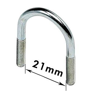 U - Bolts 1/2" Nominal Bore, 21mm Width Between Legs, Mild Steel Bright Zinc Plated (M6) Bolt only