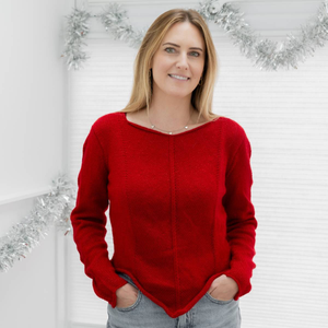 Womens Chevron Jumper Knitting Pattern in Christmas Classics Glitter DK