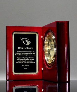 Hand Rubbed Mahogany Book Clock Award