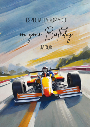 Racing Car Especially For You Birthday Card