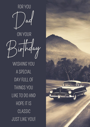 Classic Car For You Dad Verse Birthday Card