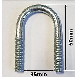 U - Bolts 1" Nominal Bore, 35mm Width Between Legs, Mild Steel Bright Zinc Plated (M8) Bolt only