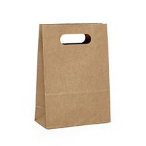 Kraft Die Cut Handle Bag-Pk - 7-1/8 X 3-1/4 X 10 - Gusset - 3 1/4'' - Quantity: 25 - Grocery Bags by Paper Mart