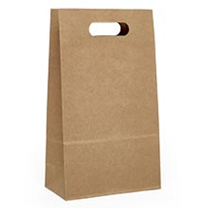 Kraft Die Cut Handle Bags - Pkg - 8 X 4 X 13-5/8 - Gusset - 4'' - Quantity: 25 - Grocery Bags by Paper Mart