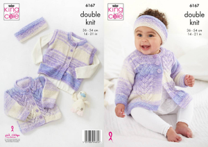 Coat, Cardigan, Gilet & Headband in King Cole Cutie Pie DK (6167)