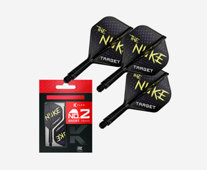 Target Darts Luke 'The Nuke' Littler K-Flex Black Short No.2 Shape Integrated Dart Flight and Shaft 
