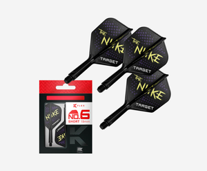 Target Darts Luke 'The Nuke' Littler K-Flex Black Short No.6 Shape Integrated Dart Flight and Shaft 