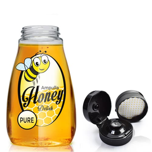 180ml Plastic Squeezy Honey Bottle With Black Flip-Top Cap (10mm)