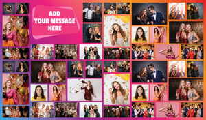 Personalised Birthday Backdrop Banner - Pink Photo Collage - Add Text &amp; 48 Photo Upload