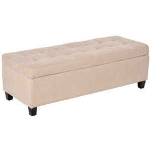 HOMCOM Banco de Almacenamiento Puff de Almacenaje Taburete Tapizado en Lino con Tapa Abatible para Entrada 125x49x41,5 cm Beige