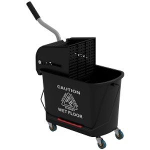 HOMCOM 20L Compact Mop Bucket on Wheels, with Water Separation Panel - Black